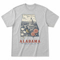 Vintage Alabama State Graphic T-Shirt in Heather Gray, front view on a white background