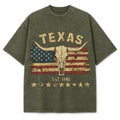 Texas Flag Longhorn vintage washed heavyweight T-shirt in Military Green