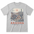 Vintage Arizona State Graphic T-Shirt in Heather Gray, front view on a white background