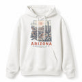 Vintage Arizona State Graphic Pullover Hoodie in White, front view on a white background