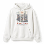 Vintage Arizona State Graphic Pullover Hoodie in White, front view on a white background