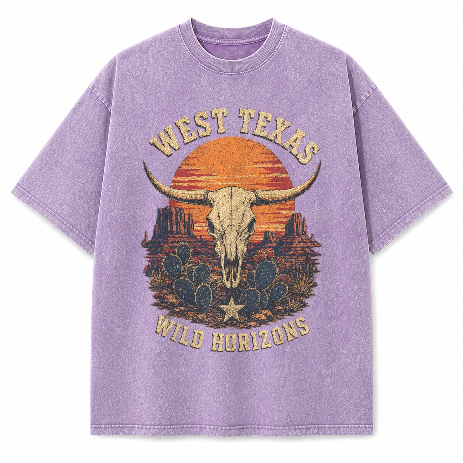 West Texas Wild Horizons vintage washed heavyweight T-shirt in Purple