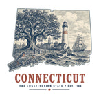 Connecticut vintage state artwork on a white background