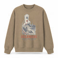 Vintage Delaware State Graphic Crewneck Sweatshirt in Khaki, front view on a white background