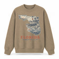 Vintage Florida State Graphic Crewneck Sweatshirt in Khaki, front view on a white background