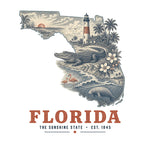 Florida vintage state artwork on a white background