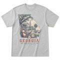 Vintage Georgia State Graphic T-Shirt in Heather Gray, front view on a white background
