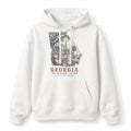 Vintage Georgia State Graphic Pullover Hoodie in White, front view on a white background