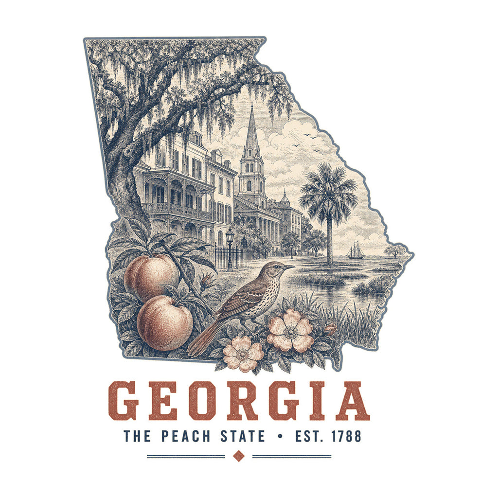Georgia vintage state artwork on a white background