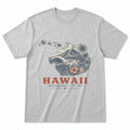 Vintage Hawaii State Graphic T-Shirt in Heather Gray, front view on a white background