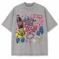 Texas Hearts & Bluebonnets vintage washed heavyweight T-shirt in Light Gray