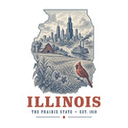 Illinois vintage state artwork on a white background