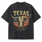 Vintage Washed Texas Longhorn Portrait Heavyweight Graphic Tee in Vintage Washed Heavyweight T-Shirt, Washed Black