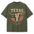 Texas Longhorn Portrait vintage washed heavyweight T-shirt in Military Green