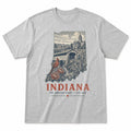 Vintage Indiana State Graphic T-Shirt in Heather Gray, front view on a white background