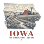 Iowa vintage state artwork on a white background