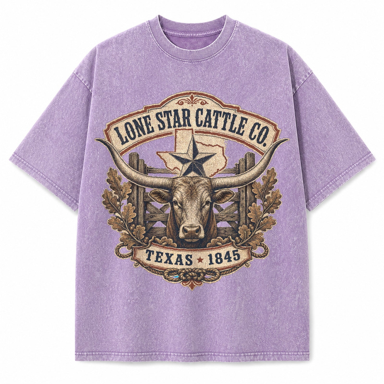 Lone Star Cattle Co. vintage washed heavyweight T-shirt in Purple