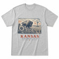 Vintage Kansas State Graphic T-Shirt in Heather Gray, front view on a white background
