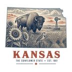 Kansas vintage state artwork on a white background