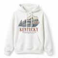 Vintage Kentucky State Graphic Pullover Hoodie in White, front view on a white background