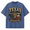 Texas Bold, Proud & Free vintage washed heavyweight T-shirt in Blue