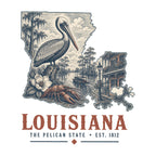 Louisiana vintage state artwork on a white background