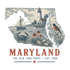 Maryland vintage state artwork on a white background