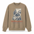 Vintage Mississippi State Graphic Crewneck Sweatshirt in Khaki, front view on a white background
