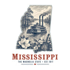 Mississippi vintage state artwork on a white background