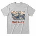 Vintage Montana State Graphic T-Shirt in Heather Gray, front view on a white background