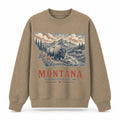 Vintage Montana State Graphic Crewneck Sweatshirt in Khaki, front view on a white background
