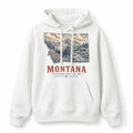 Vintage Montana State Graphic Pullover Hoodie in White, front view on a white background