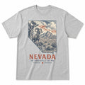 Vintage Nevada State Graphic T-Shirt in Heather Gray, front view on a white background
