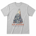 Vintage New Hampshire State Graphic T-Shirt in Heather Gray, front view on a white background