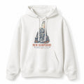 Vintage New Hampshire State Graphic Pullover Hoodie in White, front view on a white background