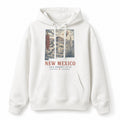 Vintage New Mexico State Graphic Pullover Hoodie in White, front view on a white background