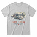 Vintage North Carolina State Graphic T-Shirt in Heather Gray, front view on a white background
