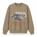 Vintage North Carolina State Graphic Crewneck Sweatshirt in Khaki, front view on a white background