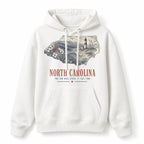 Vintage North Carolina State Graphic Pullover Hoodie in White, front view on a white background