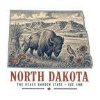 North Dakota vintage state artwork on a white background