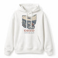 Vintage Ohio State Graphic Pullover Hoodie in White, front view on a white background