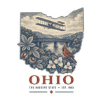 Ohio vintage state artwork on a white background