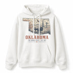 Vintage Oklahoma State Graphic Pullover Hoodie in White, front view on a white background