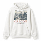 Vintage Oregon State Graphic Pullover Hoodie in White, front view on a white background