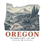 Oregon vintage state artwork on a white background
