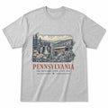 Vintage Pennsylvania State Graphic T-Shirt in Heather Gray, front view on a white background