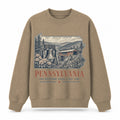 Vintage Pennsylvania State Graphic Crewneck Sweatshirt in Khaki, front view on a white background