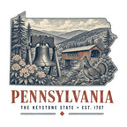Pennsylvania vintage state artwork on a white background