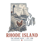Rhode Island vintage state artwork on a white background