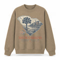 Vintage South Carolina State Graphic Crewneck Sweatshirt in Khaki, front view on a white background
